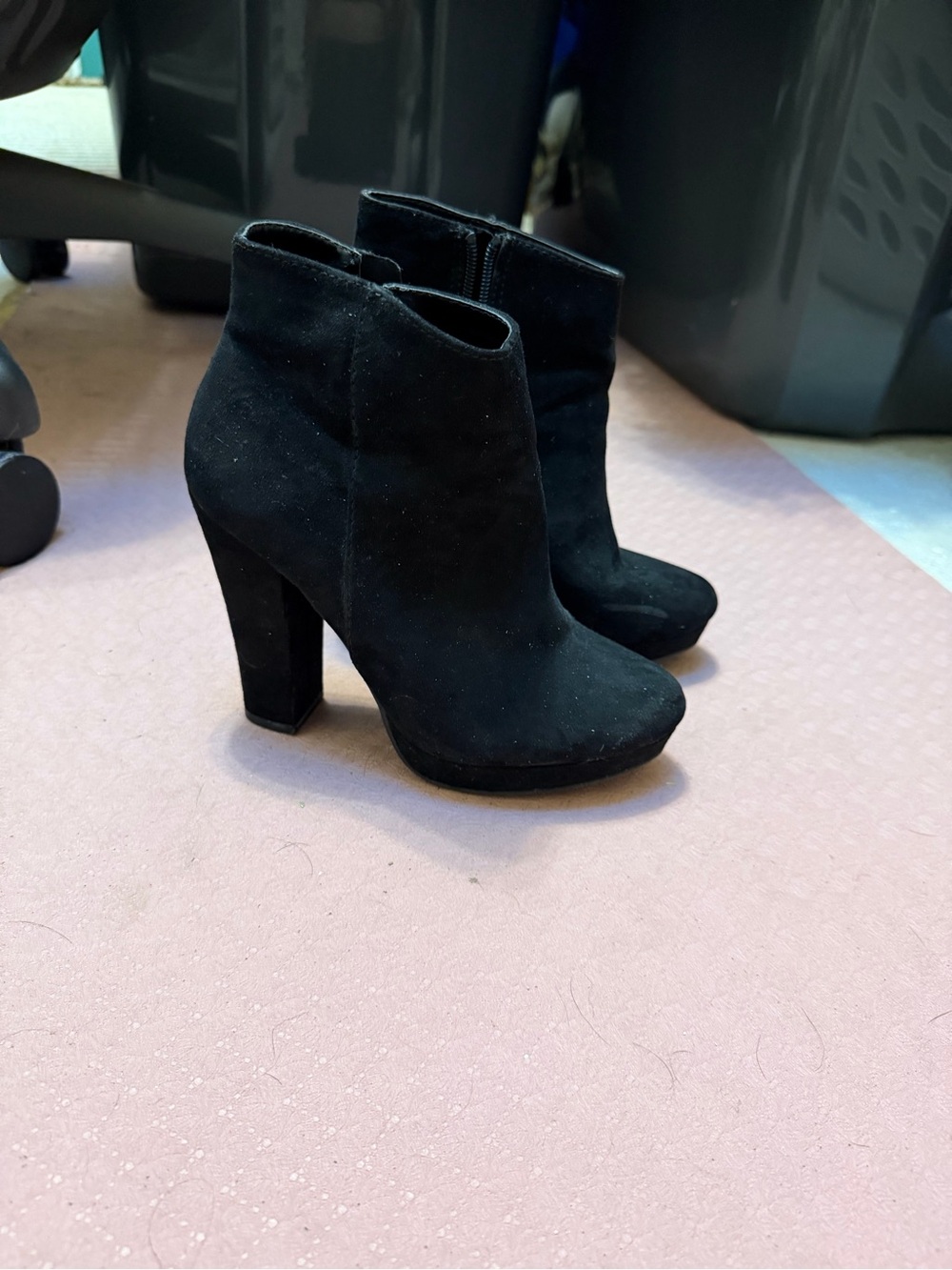 Kohl's Black Suede Block Heel Ankle Booties
